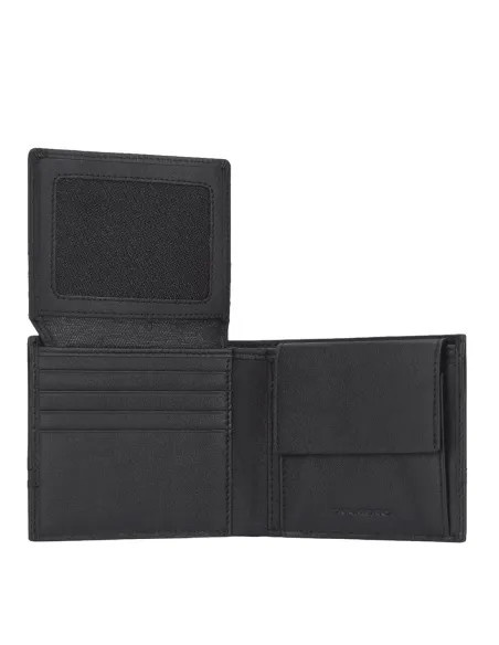 Piquadro Charlie Men's wallet with flip up ID window, coin pocket, credit card slots black