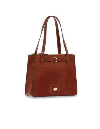 The Bridge Biba Leather shopping bag with three compartments brown
