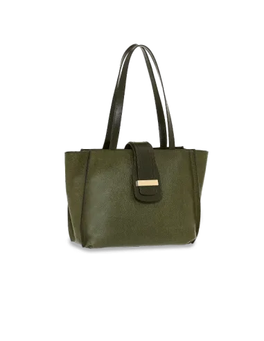 The Bridge Bice leather Shopping bag with zip closure green