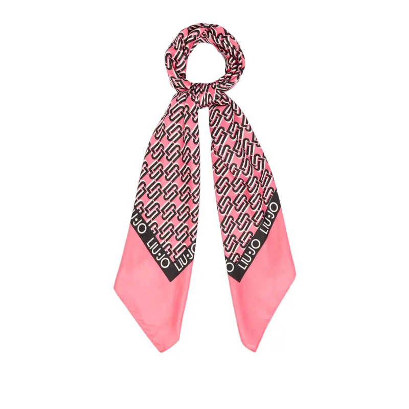 Liu Jo scarf with monogram logo pink