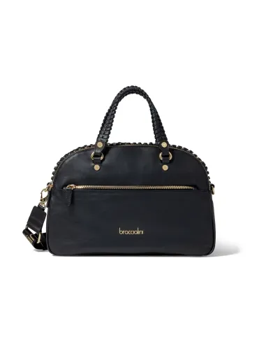 Braccialini Naomi leather bowling bag black