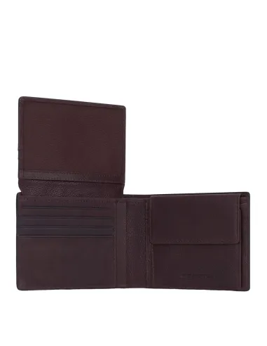 Piquadro Ronnie Herrenbrieftasche mit Klapp-Ausweisfenster, Münz- und Kreditkartenfächern und RFID-Blocker braun