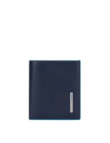 Portefeuille homme vertical en cuir avec porte-cartes de crédit et  protection anti-fraudes RFID bleu