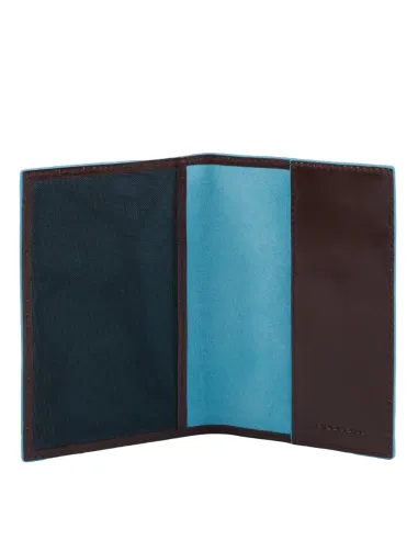 Piquadro Blue Square leather passport wallet dark brown