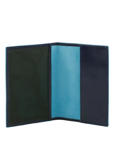 Piquadro Blue Square leather passport wallet blue