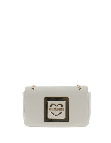 Love Moschino Clutch-Tasche mit Überschlag, Elfenbein