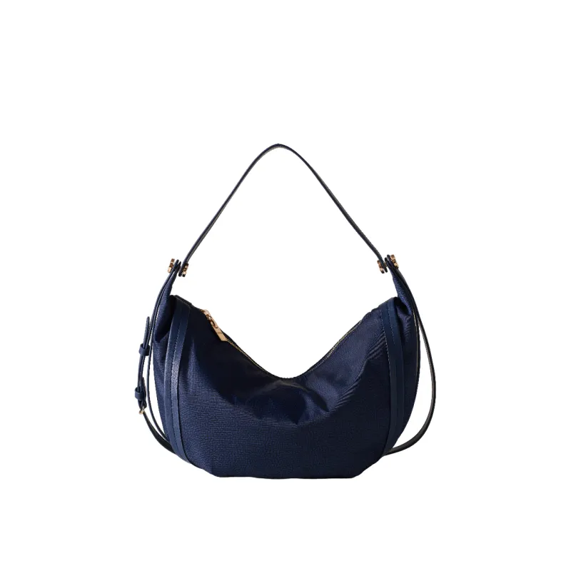 Borsa a spalla media Borbonese New Orbit blu