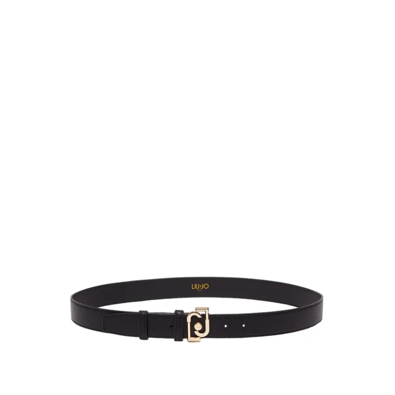 Liu Jo women's belt with metal logo buckle, black