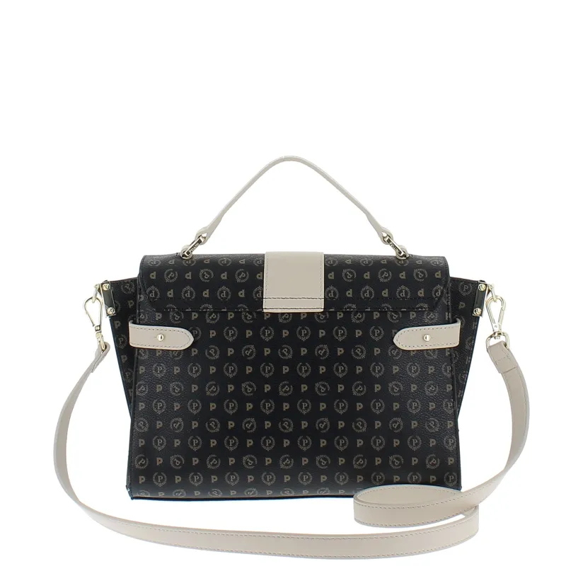 Bolso reporter para mujer tamaño pequeño, Pollini heritage negro-marrón