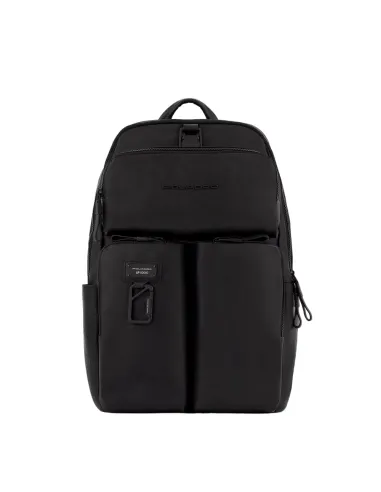 Piquadro Harper Sac dos avec housse d ordinateur anti pluie noir