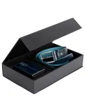 Box mit Gürtel und Kreditkartenhalter mit Schiebesystem Blue Square, blau