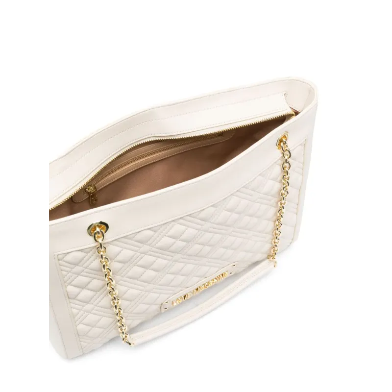 Love Moschino quilted shopping bag, ivory