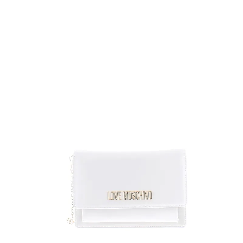 Love Moschino women s clutch bag with chain strap ivory