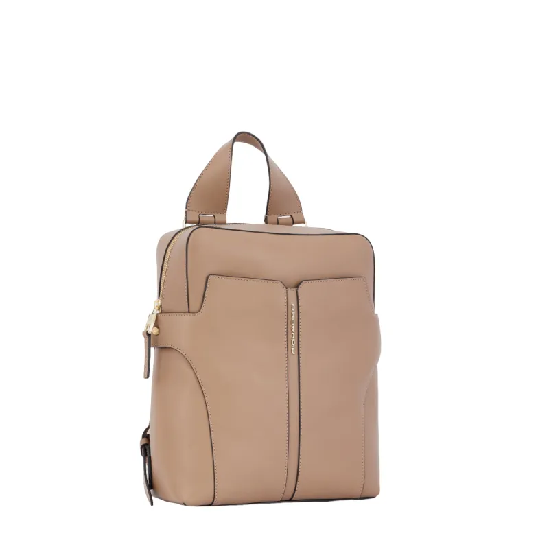 Zaino donna piccolo in pelle porta iPad®Pro 12,9 Piquadro Ray, beige