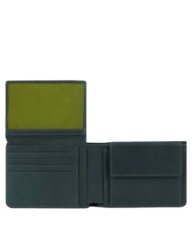 Piquadro Tiger Herrenbrieftasche mit Klapp-Ausweisfenster, Münz, grün