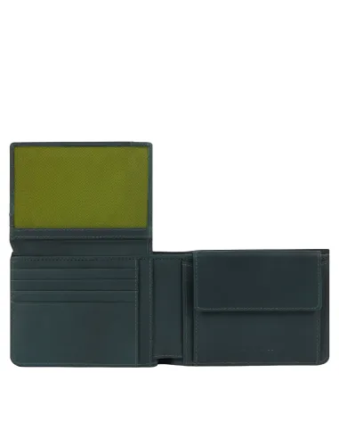 Piquadro Tiger Men's wallet with flip up ID window and coin pocket, green