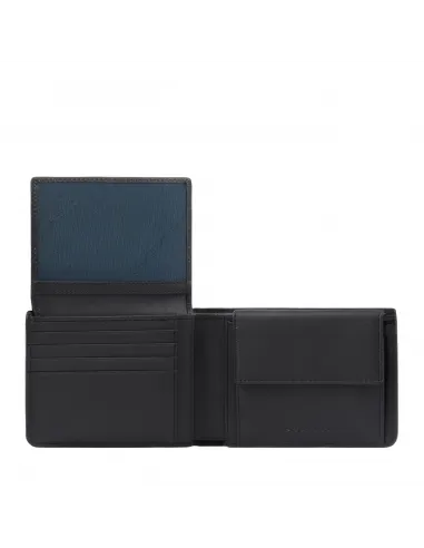 Piquadro AYE Men's wallet with flip up ID window and coin pocket, black