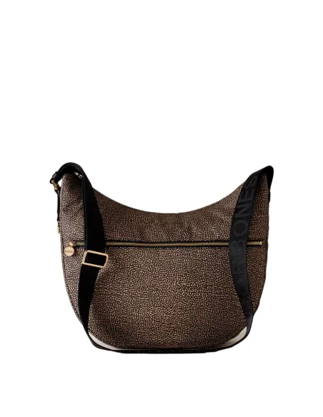 Borbonese Large women s shoulder bag in recycled fabric and leather