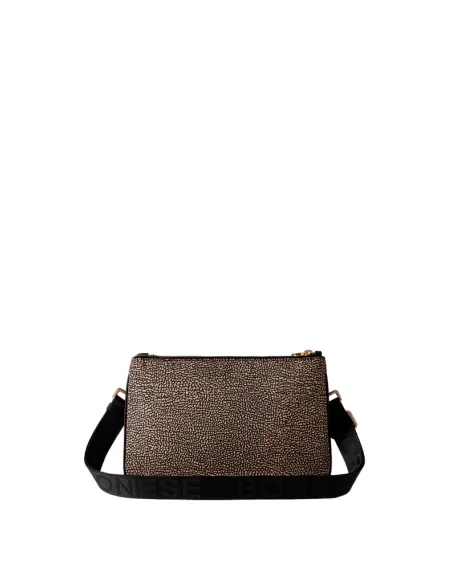 Borbonese cross body bag with two compartments OP natural black