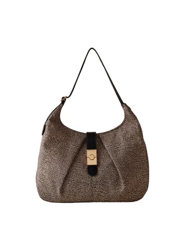 Borbonese Cortina women s shoulder bag op natural black