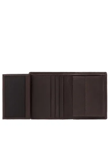 Piquadro Rhino vertical men's wallet with coin purse, dark brown