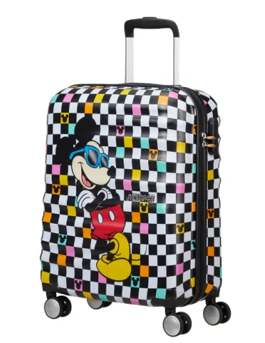 American Tourister Wavebreaker Disney Hard-side cabin-size trolley with 4 wheels, Mickey Check