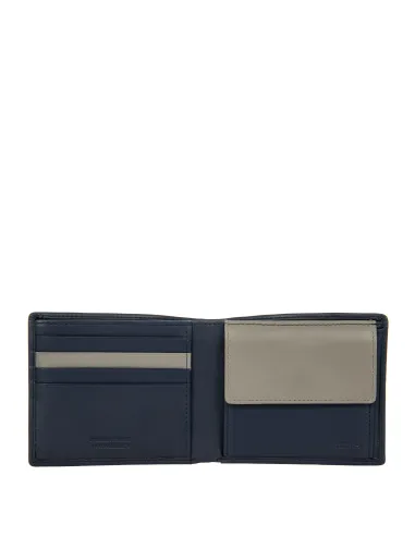 Brics Bernina horizontal men's wallet with coin purse, blue