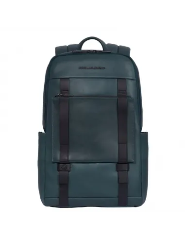 Piquadro David 14" Computer-Rucksack aus Leder, grün