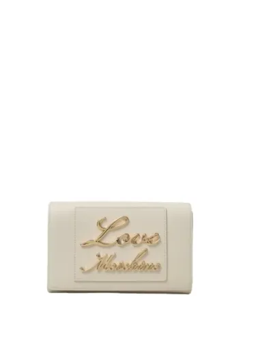 Love Moschino Clutch-Tasche mit Front-Logo, elfenbein