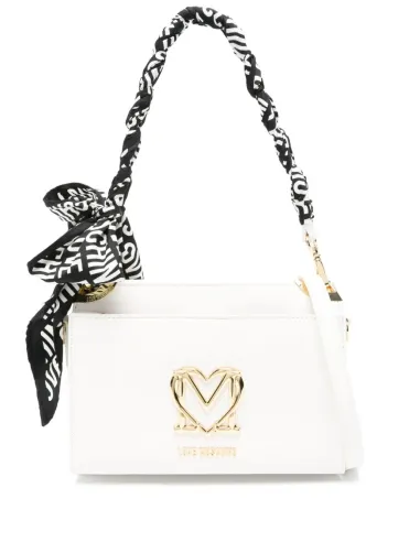 Love Moschino women's bag with handle with foulard, white