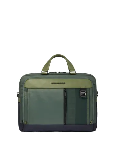 Piquadro Steve 15.6" laptop briefcase with two compartments, green