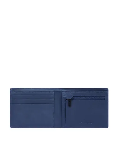 Piquadro Steve small wallet with zipped coin pocket, blue