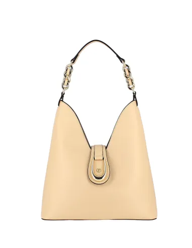 Pollini Damen- Schultertasche mit Magnetverschluss, beige