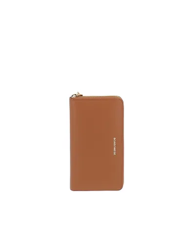 Borbonese Women's leather wallet with zip fastener, brown