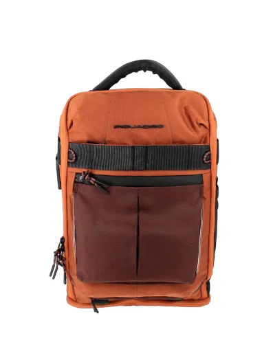 Piquadro Arne Computer and iPad®, LED-backpack in recycled fabric with shoe compartment, orange
