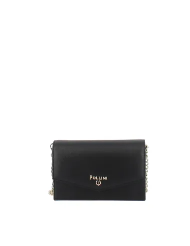 Pollini clutch bag with three compartments, black