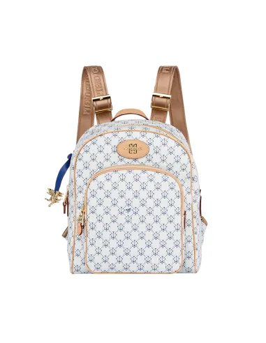 Piero Guidi Monogram Damen-Rucksack, weiß-blau