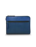 Herren Leder Clutch Tasche mit Henkel The Bridge Damiano, blau