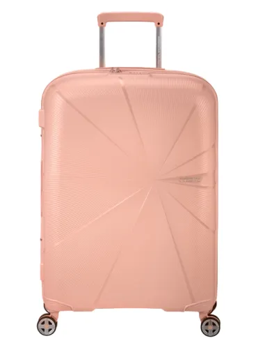 Expandierbarer mittelgroßer Koffer mit Rollen American Tourister Starvibe, metallic peach