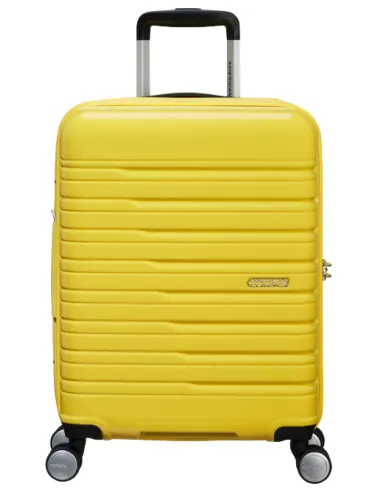 American Tourister Flashline Pop expandable carry-on trolley, lemon yellow