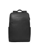 Piquadro Black Square compact 14 PC leather backpack, black