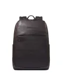 Piquadro Black Square compact 14 PC leather backpack, dark brown