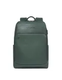 Piquadro Black Square compact 14 PC leather backpack, green