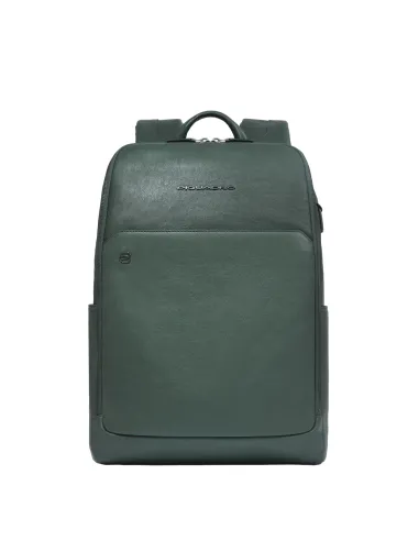 Piquadro Black Square compact 14 PC leather backpack, green