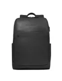 Piquadro Black Square 15.6" laptop leather backpack, black