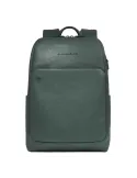 Piquadro Black Square 15.6" laptop leather backpack, green