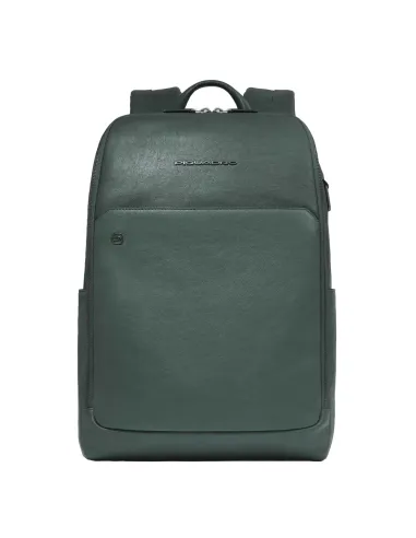 Piquadro Black Square 15.6" laptop leather backpack, green