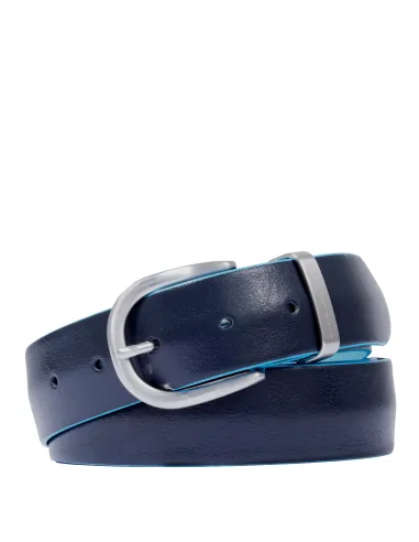 Piquadro B2 leather men's belt, blue