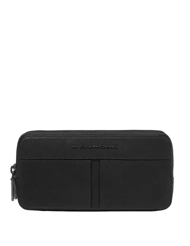 Piquadro Hedley Herren Leder Clutch Bag mit drei Fächern, schwarz