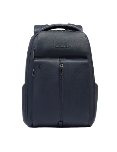 Zaino porta pc da 14 in pelle con cinghia sternale Piquadro Hedley, blu